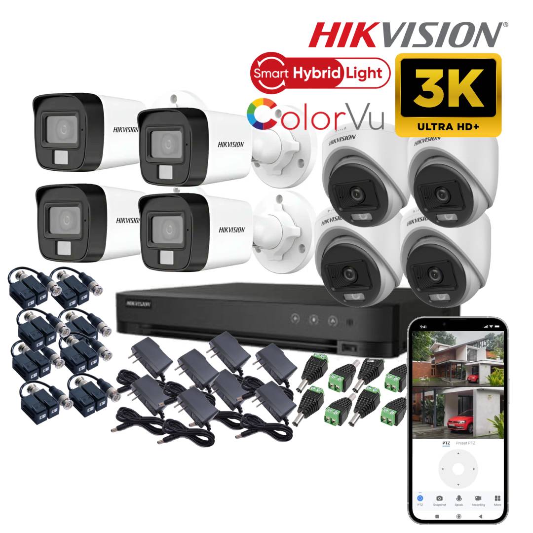 Kit 8 Cámaras De Seguridad 3K ACUSENSE 5MP COLORVU CON AUDIO