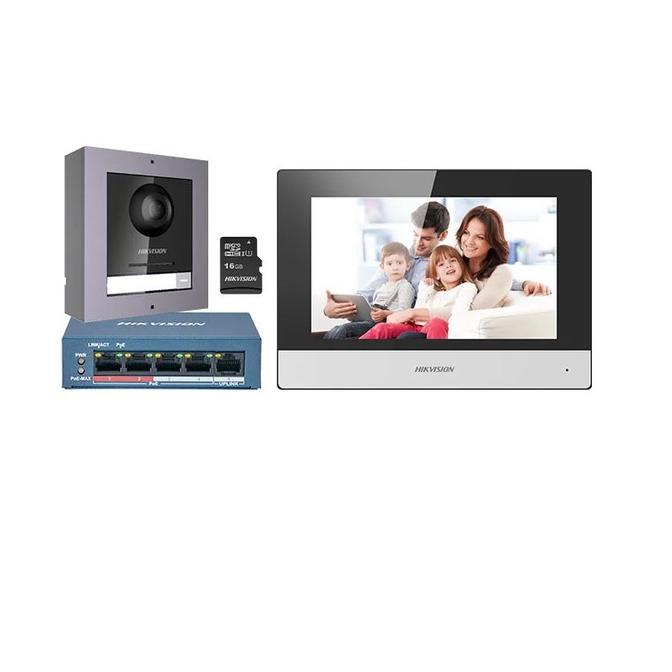 KIT V/PORTERO C/DS-KD8003, DS-KH6320, SWITCH Y SD CARD